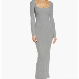 SOLD SKIMS Elegant Gray Long Sleeve Dress